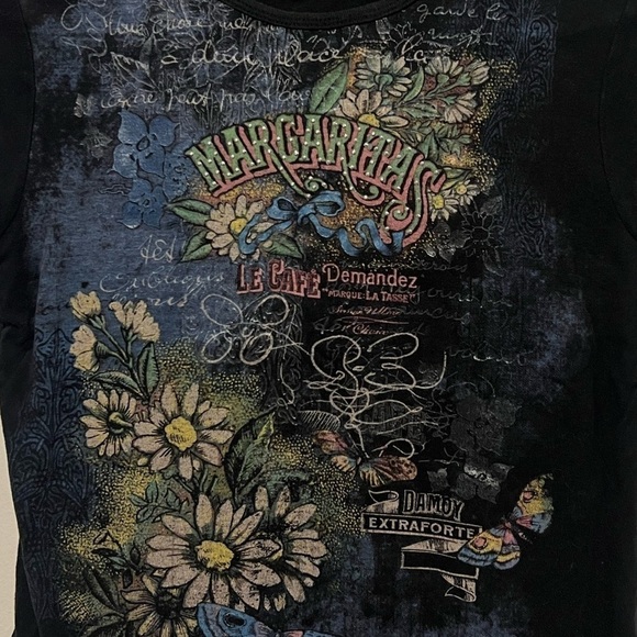 Vintage Susan Lawrence Margaritas Studded Sparkle Graphic Baby Tee Large - Picture 2 of 5